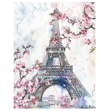 New View Cherry Blossom Paris I Eiffel Tower Canvas Wall Art