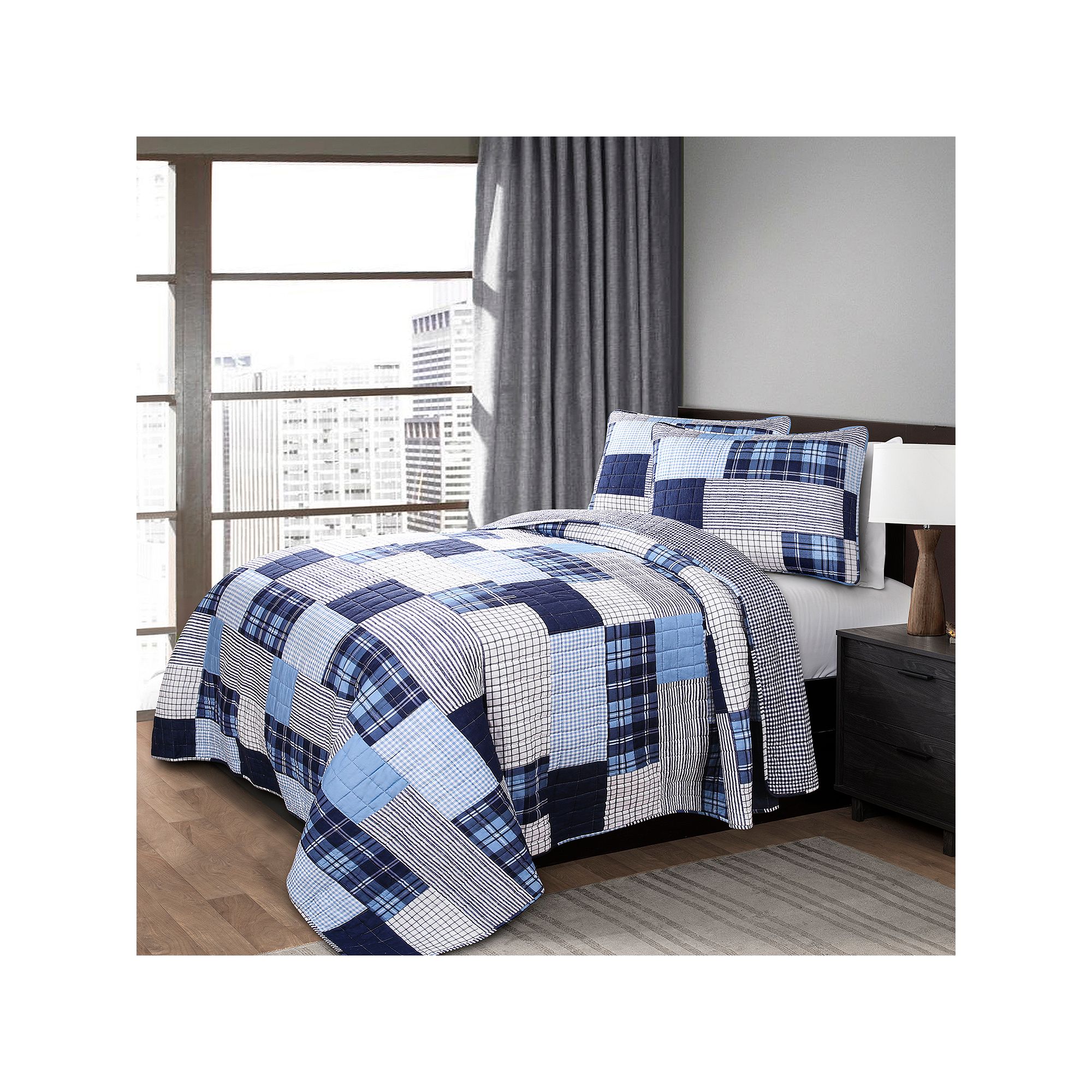 Lush Decor Greenville Quilt Set, Blue