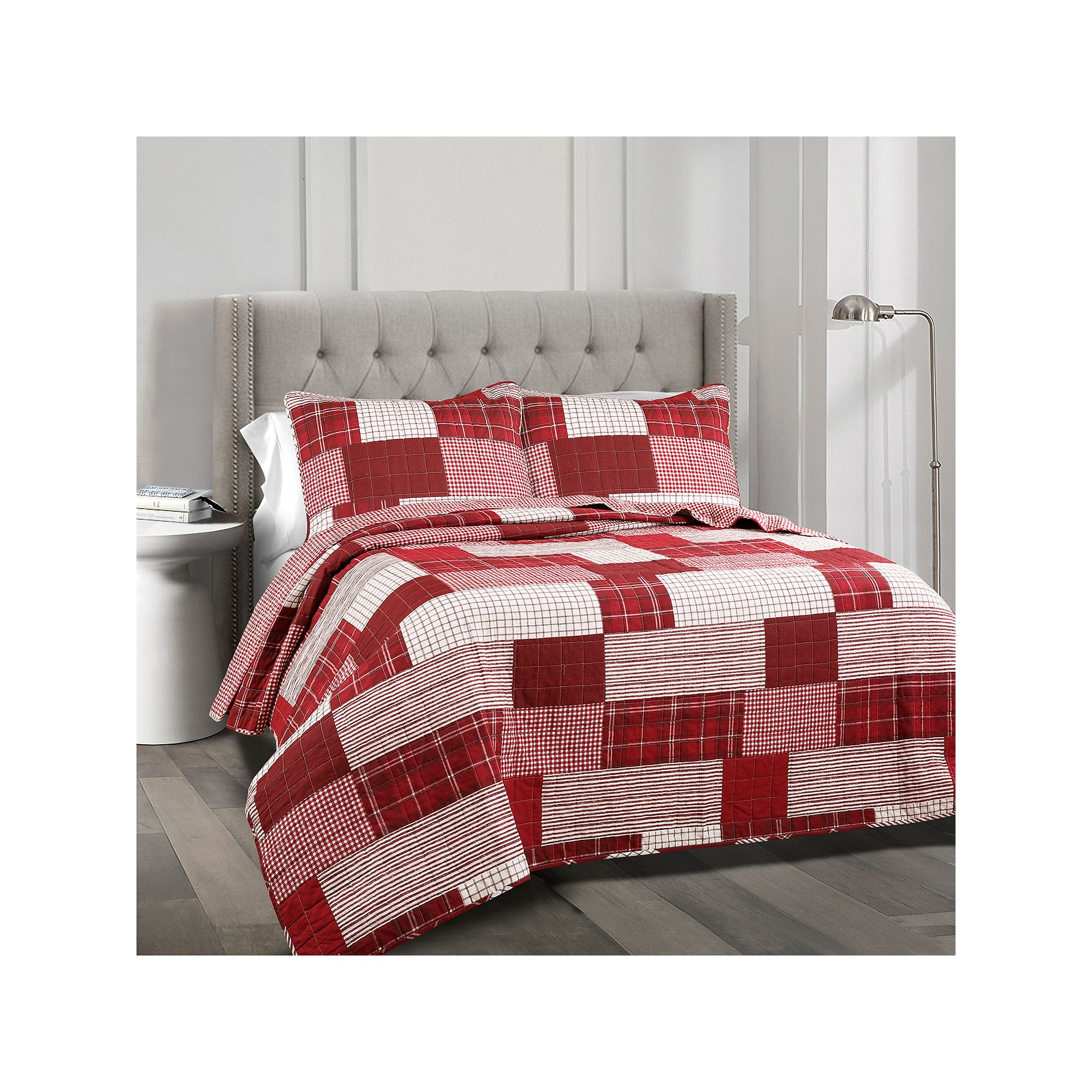 Lush Decor Greenville Quilt Set, Red