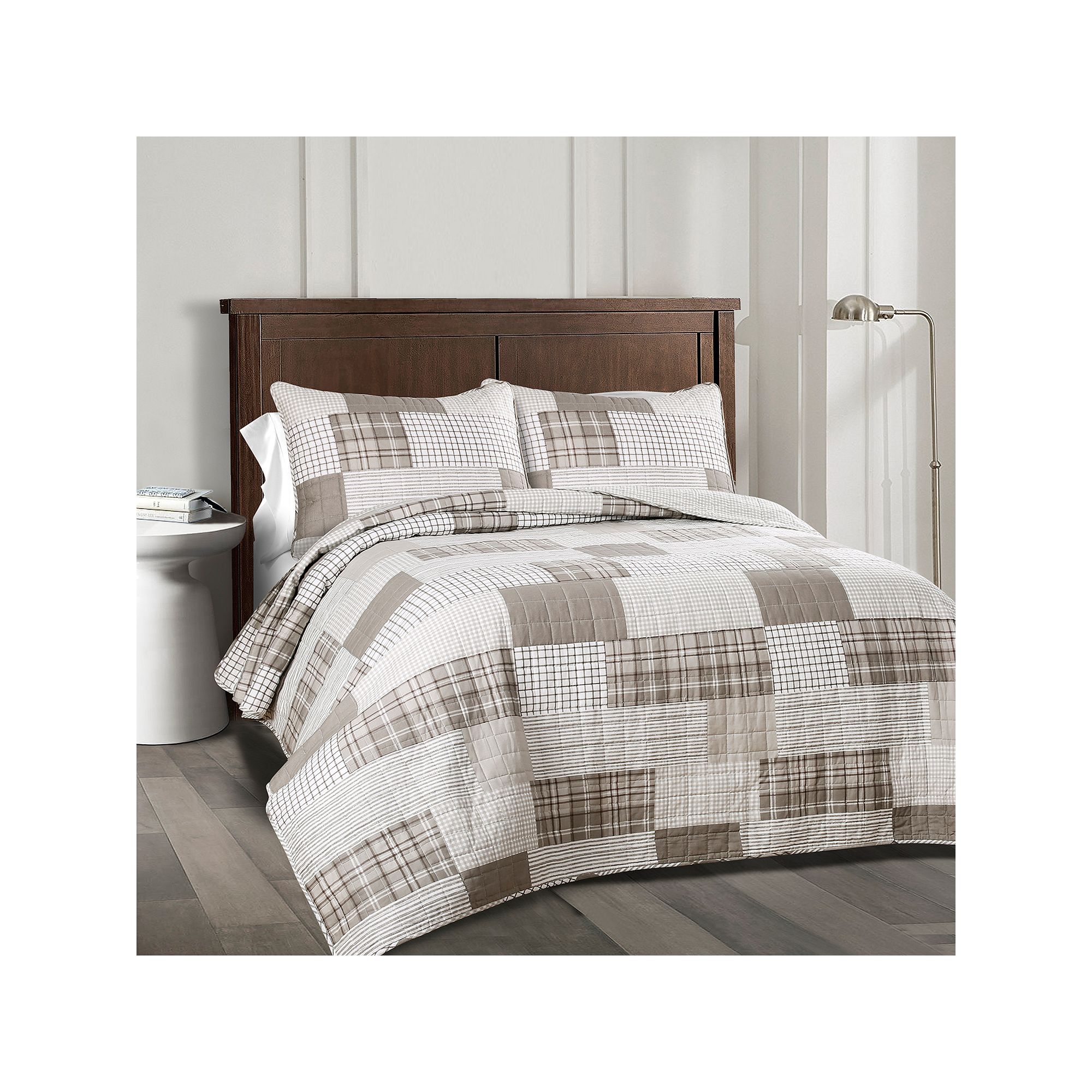 Lush Decor Greenville Quilt Set, Brown