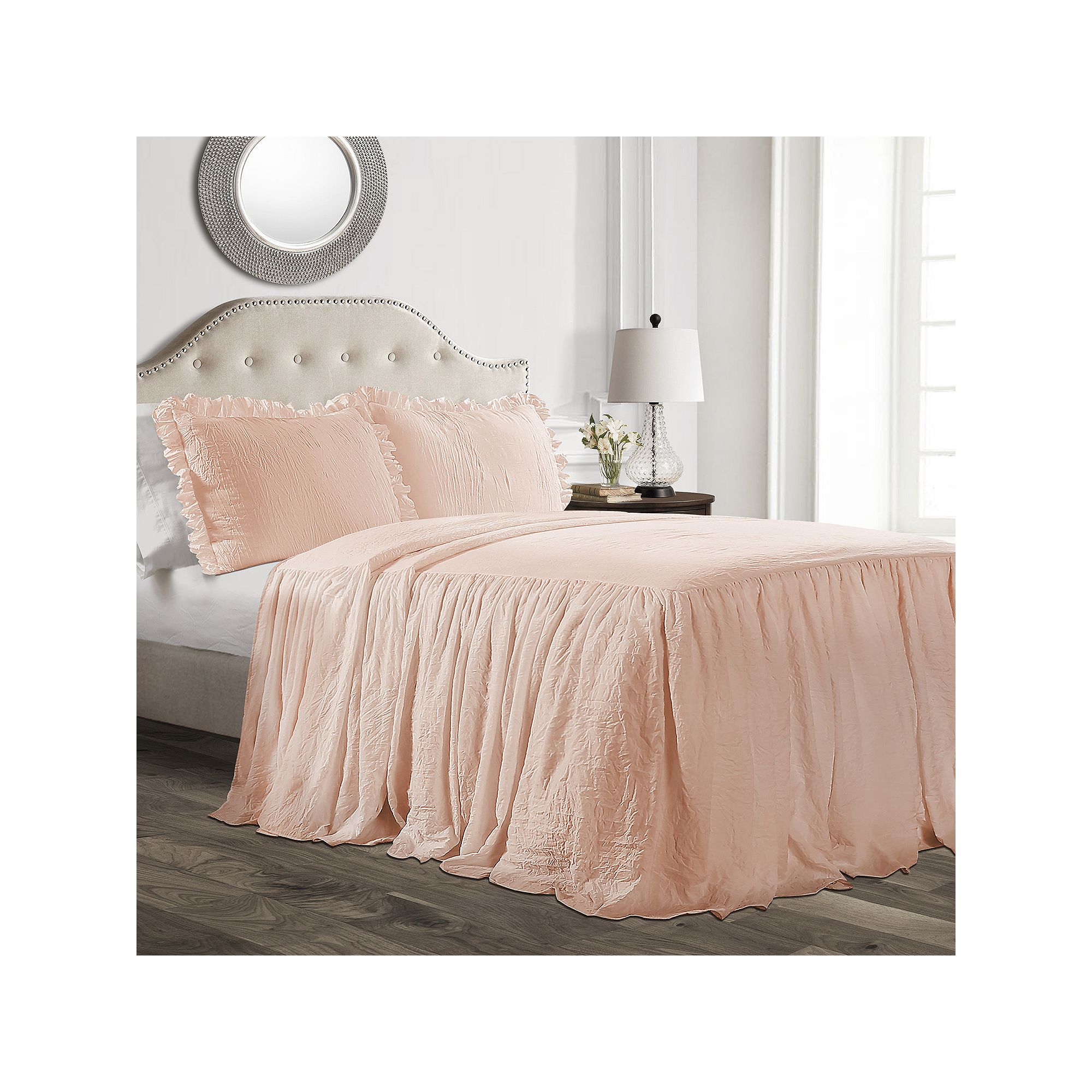 Lush Decor Ruffle Skirt Bedspread Set, Blush