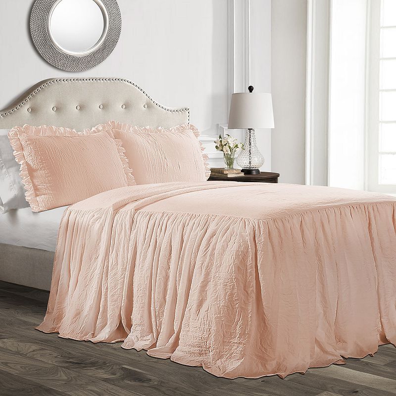 Lush Decor Ruffle Skirt Bedspread Set, Pink, King
