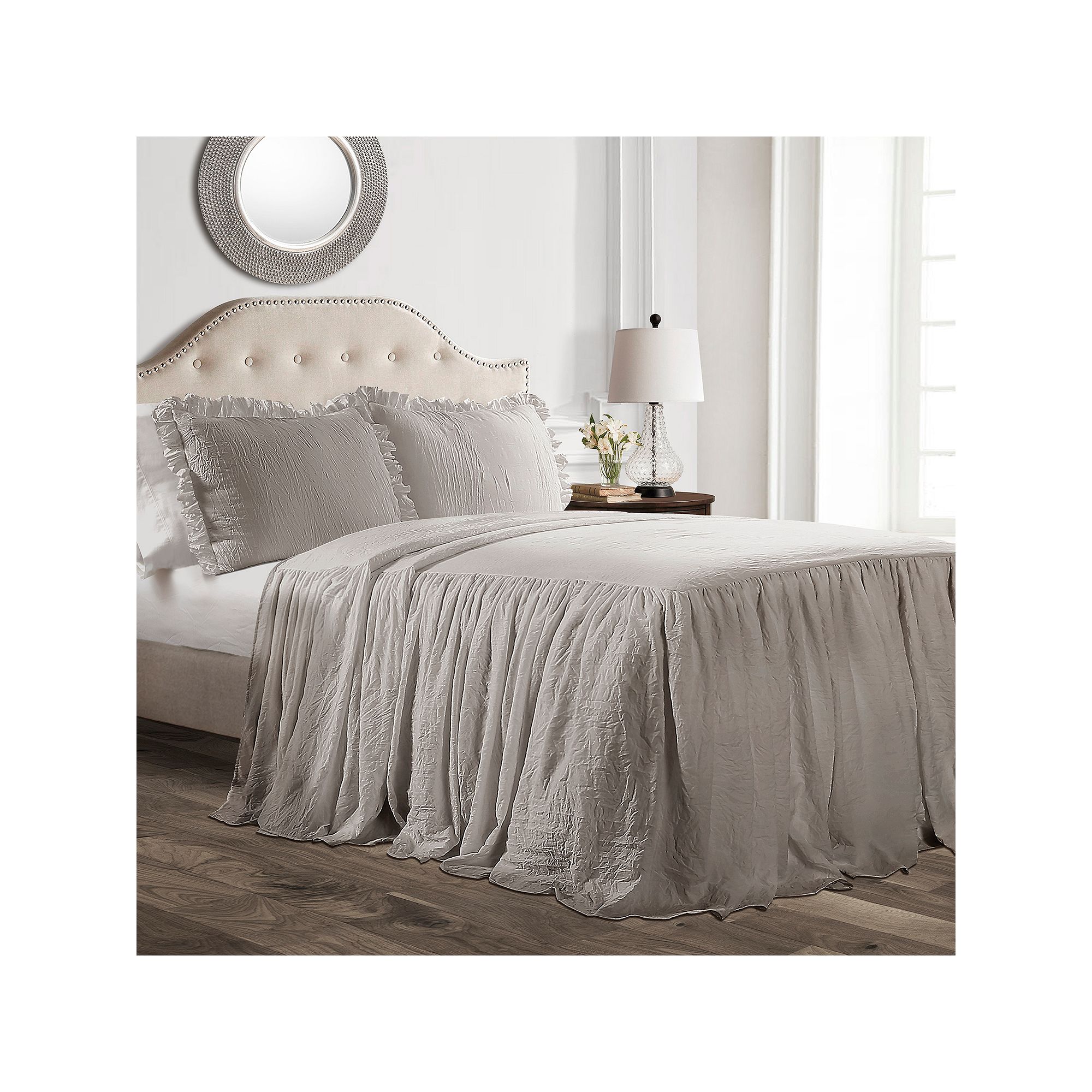 Lush Decor Ruffle Skirt Bedspread Set, Gray