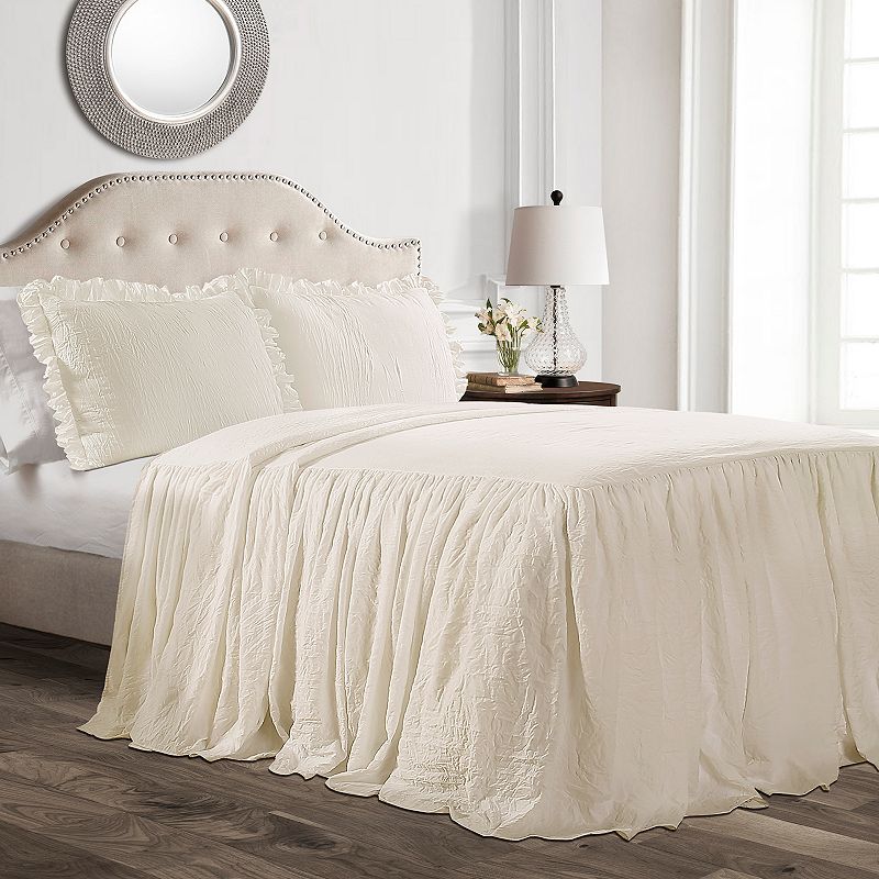 Lush Decor Ruffle Skirt Bedspread Set, White, Queen