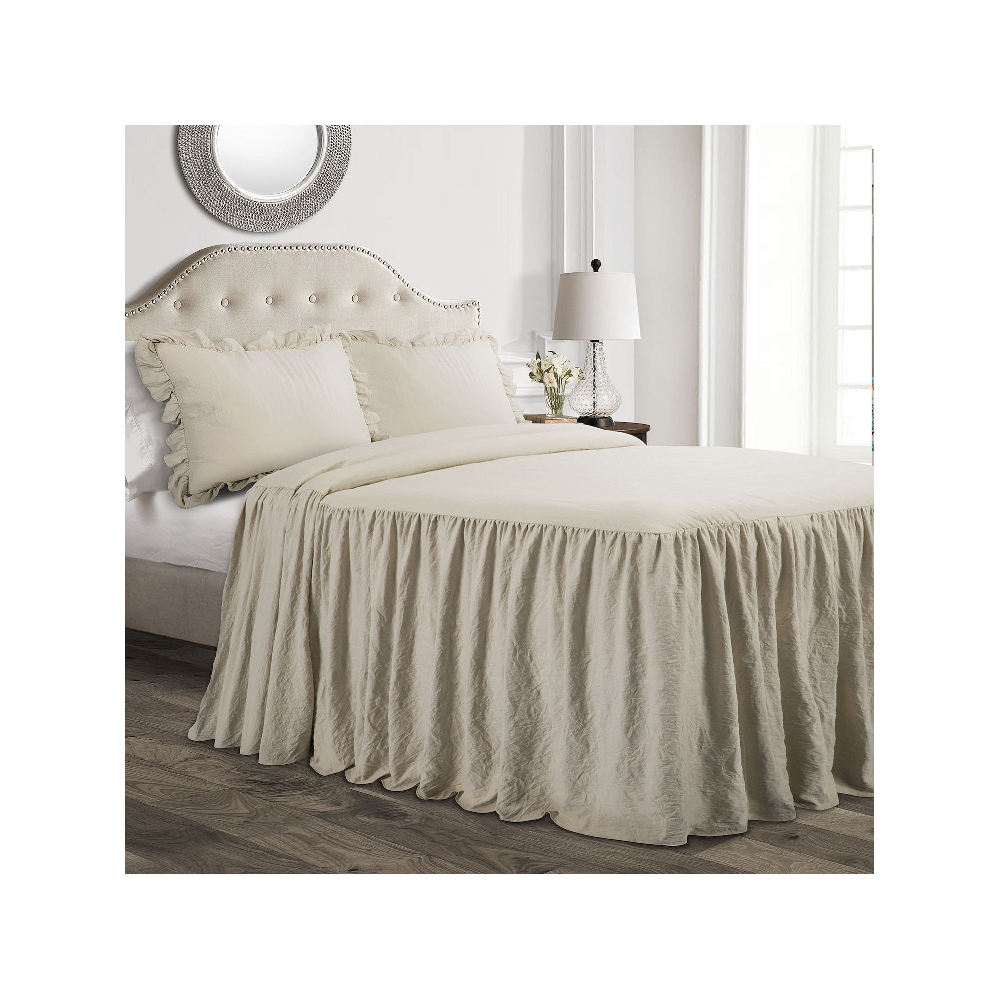 Lush Decor Ruffle Skirt Bedspread Set, Neutral
