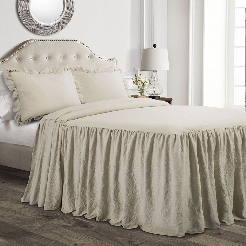 Lush Decor Ruffle Skirt Bedspread Set, Natural, Queen