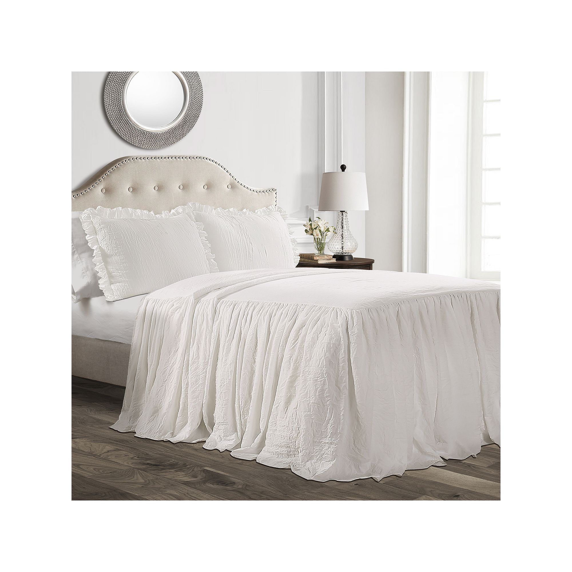 Lush Decor Ruffle Skirt Bedspread Set, White