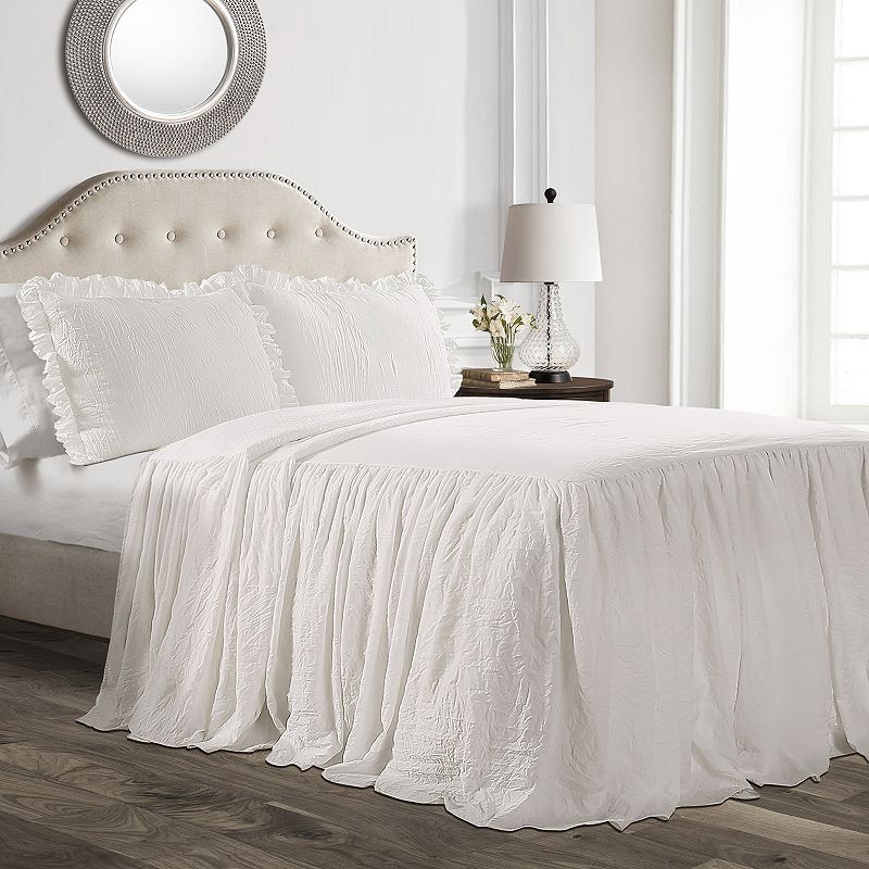 Lush Decor Ruffle Skirt 2-Piece White Bedspread Set Size TWIN 