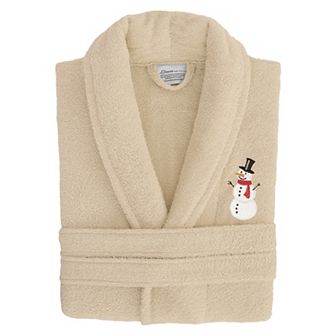 Linum Home Textiles Turkish Cotton Terry Embroidered Snowman Bathrobe