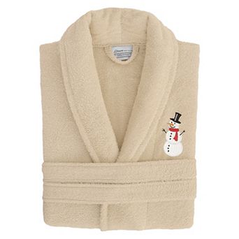 Linum Home Textiles Turkish Cotton Terry Embroidered Snowman Bathrobe