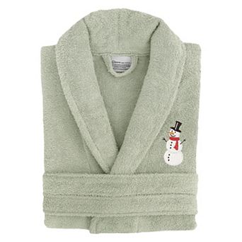 Linum Home Textiles Turkish Cotton Terry Embroidered Snowman Bathrobe