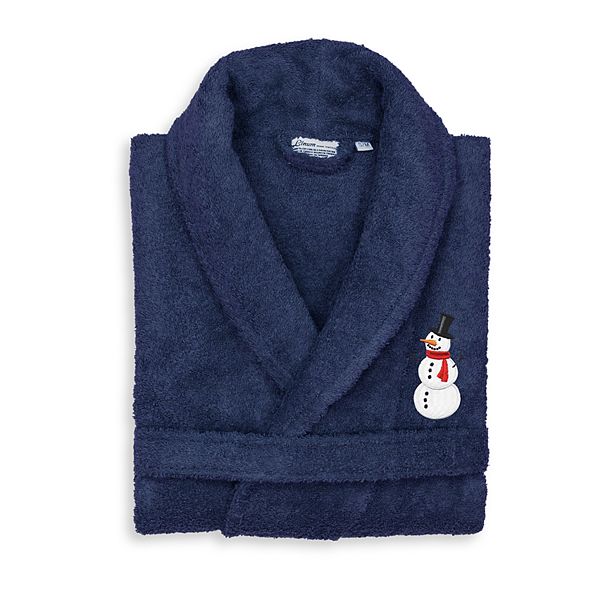 Linum Home Textiles Turkish Cotton Terry Embroidered Snowman Bathrobe