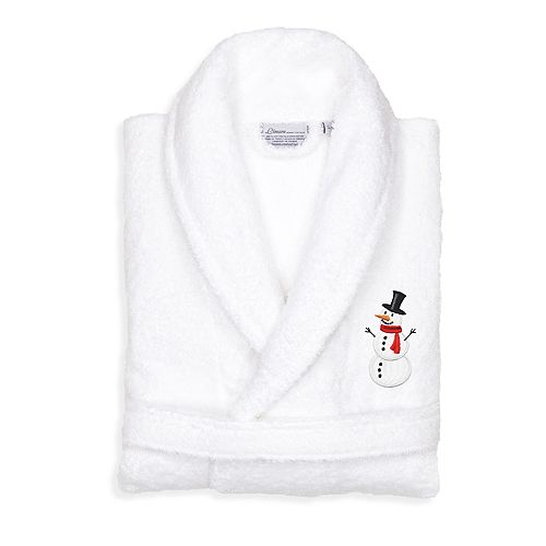 Linum Home Textiles Turkish Cotton Terry Embroidered Snowman Bathrobe