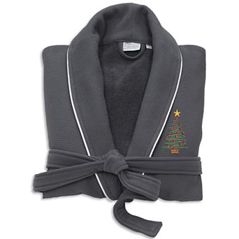 Linum Home Textiles Waffle Terry Embroidered Christmas Tree Bathrobe