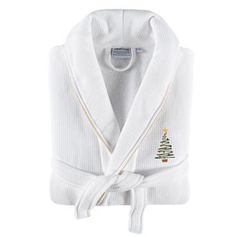 Linum Home Textiles Waffle Terry Embroidered Christmas Tree Bathrobe