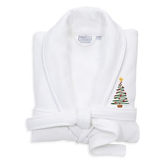 Linum Home Textiles Waffle Terry Embroidered Christmas Tree Bathrobe