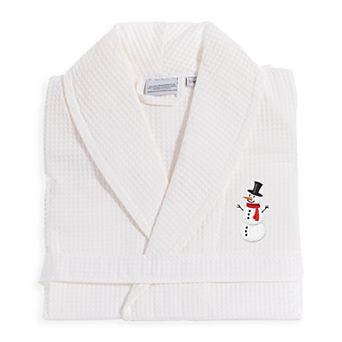 Linum Home Textiles Waffle Weave Embroidered Snowman Bathrobe