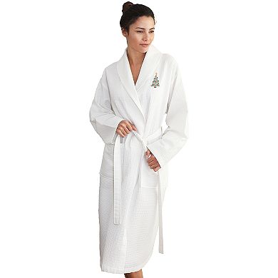 Linum Home Textiles Waffle Weave Embroidered Christmas Tree Bathrobe