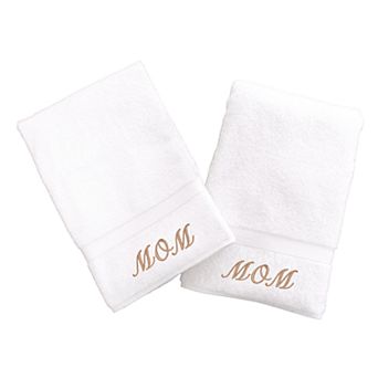 Linum Home Textiles 2-pack Embroidered "Mom" Hand Towels