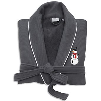 Linum Home Textiles Waffle Weave Terry Embroidered Snowman Bathrobe