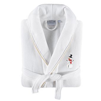 Linum Home Textiles Waffle Weave Terry Embroidered Snowman Bathrobe