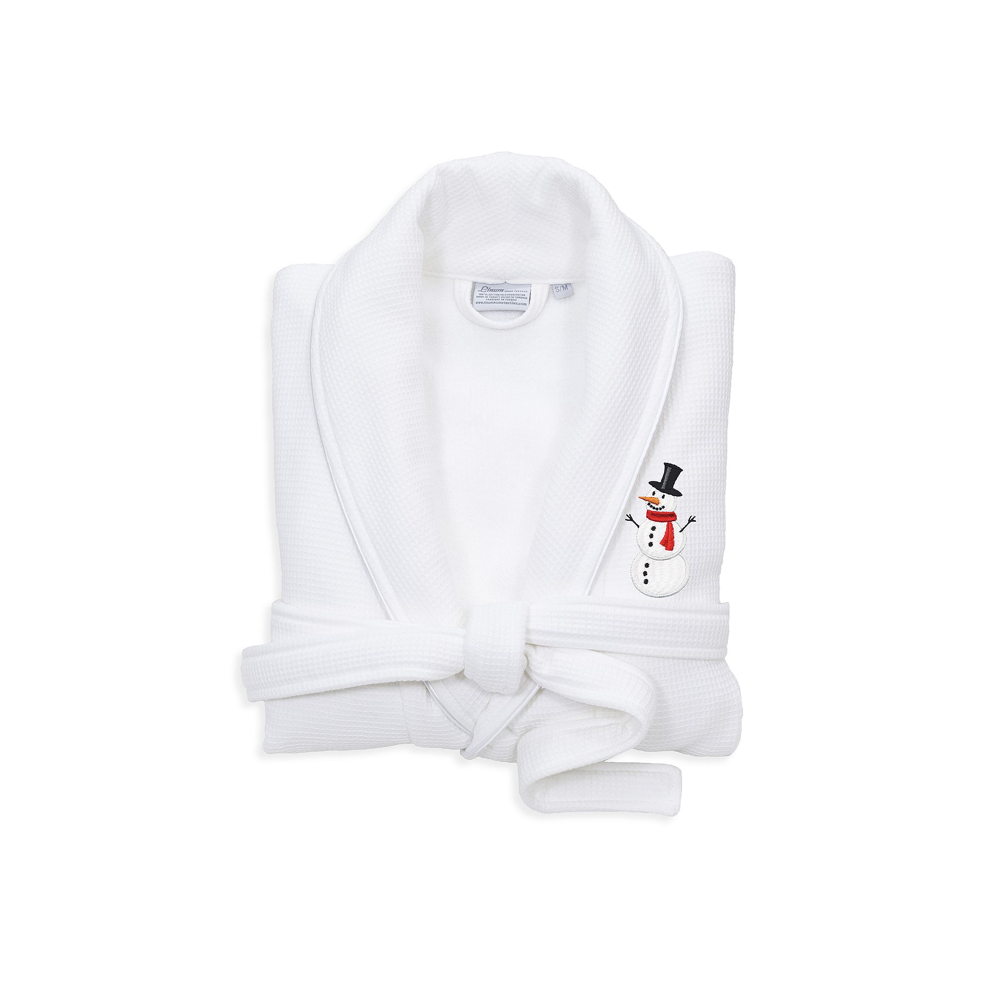 Linum Home Textiles Waffle Weave Terry Embroidered Snowman Bathrobe, Women
