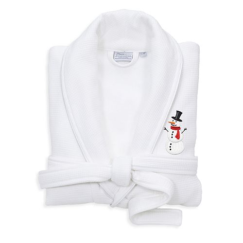 Linum Home Textiles Waffle Weave Terry Embroidered Snowman Bathrobe