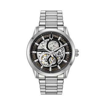 Bulova Men's Automatic Skeleton Dial Stainless Steel Bracelet Watch - 96A208