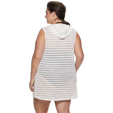 Plus Size Apt. 9® Shadow Stripe Zip-Front Cover-Up