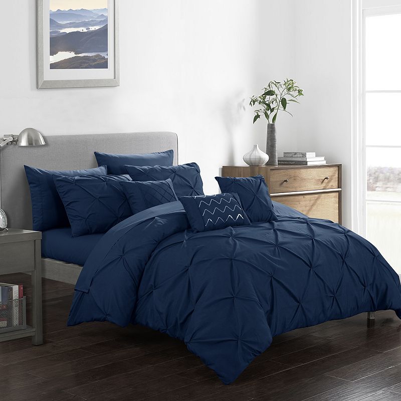 Chic Home Hannah Navy Twin 8pc Comforter Set, Blue