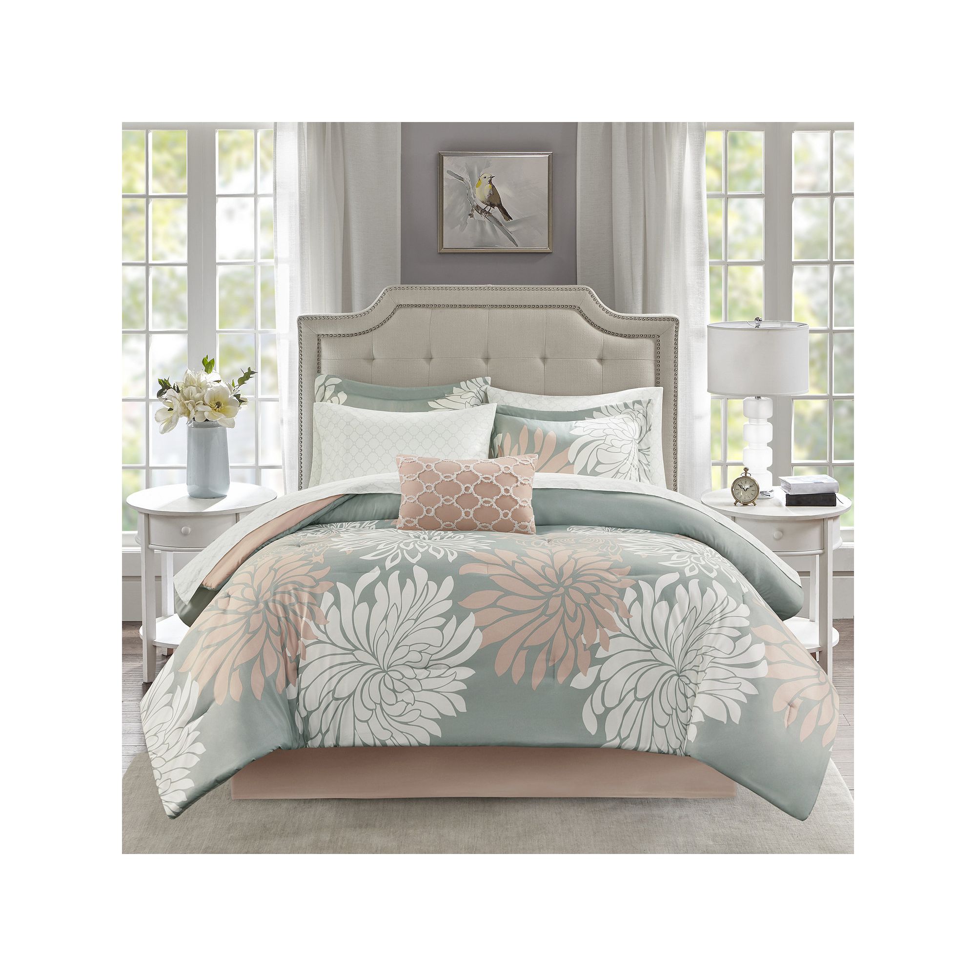 Madison Park Essentials Caldwell Comforter Set with Cotton Bed Sheets and T