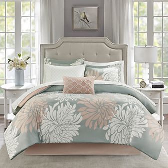 Madison Park Essentials Caldwell Comforter Set with Cotton Bed Sheets and Throw Pillow