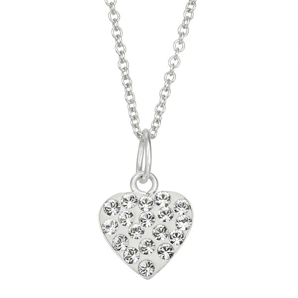 Charming Girl Kids' Sterling Silver Crystal Heart Pendant Necklace