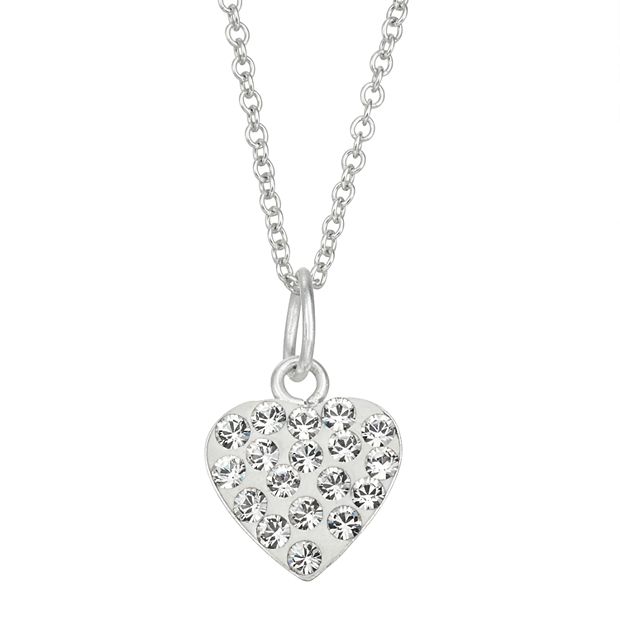 New Cute Crown Silver Color Pendant Necklace Heart Genuine Crystals from Austria Kids Jewelry for