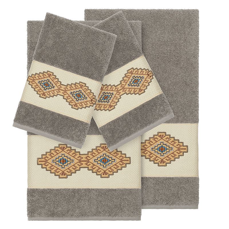 Linum Home Textiles 4-piece Turkish Cotton Gianna Embellished Towel Set, Da