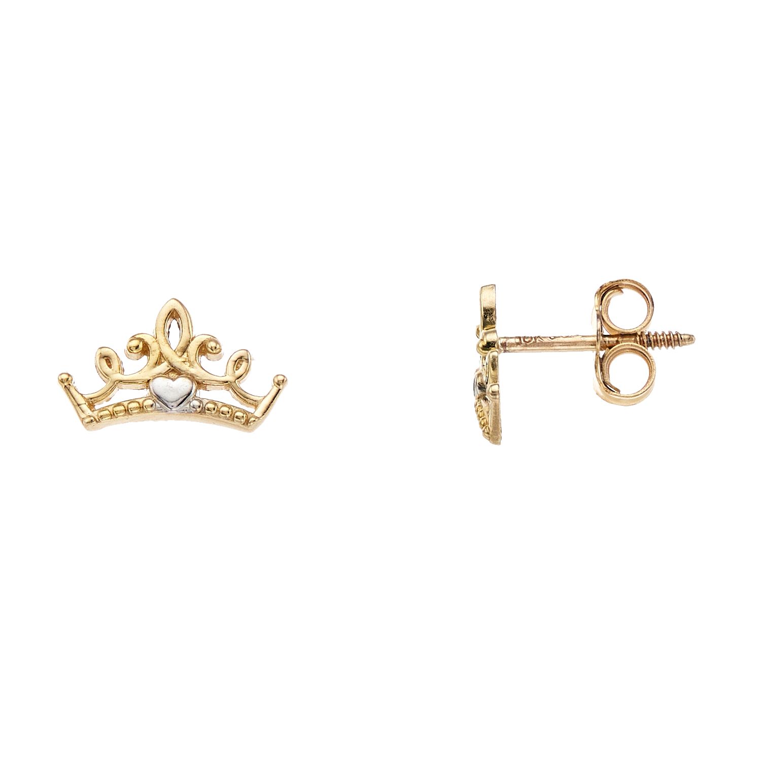Image for Disney 10k Gold Crown Stud Earrings at Kohl's.
