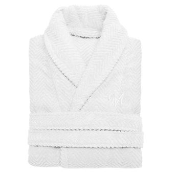Linum Home Textiles Turkish Cotton Personalized Herringbone Weave Bathrobe