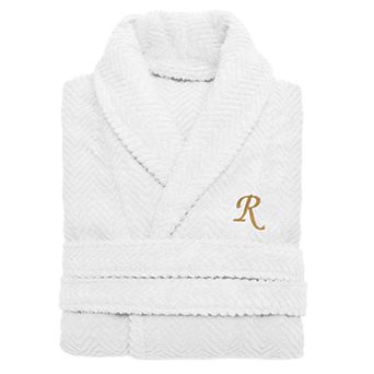 Linum Home Textiles Turkish Cotton Personalized Herringbone Weave Bathrobe