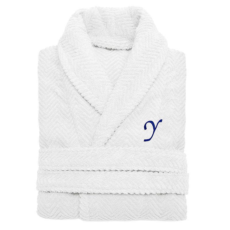 Linum Home Textiles Turkish Cotton Personalized Herringbone Weave Bathrobe, Adult Unisex, Size: Small/Medium, Y