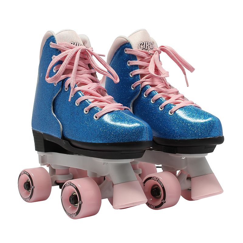 Circle Society Bling Bubble Gum Girls Roller Skates, Med Blue, 3 YOUTH