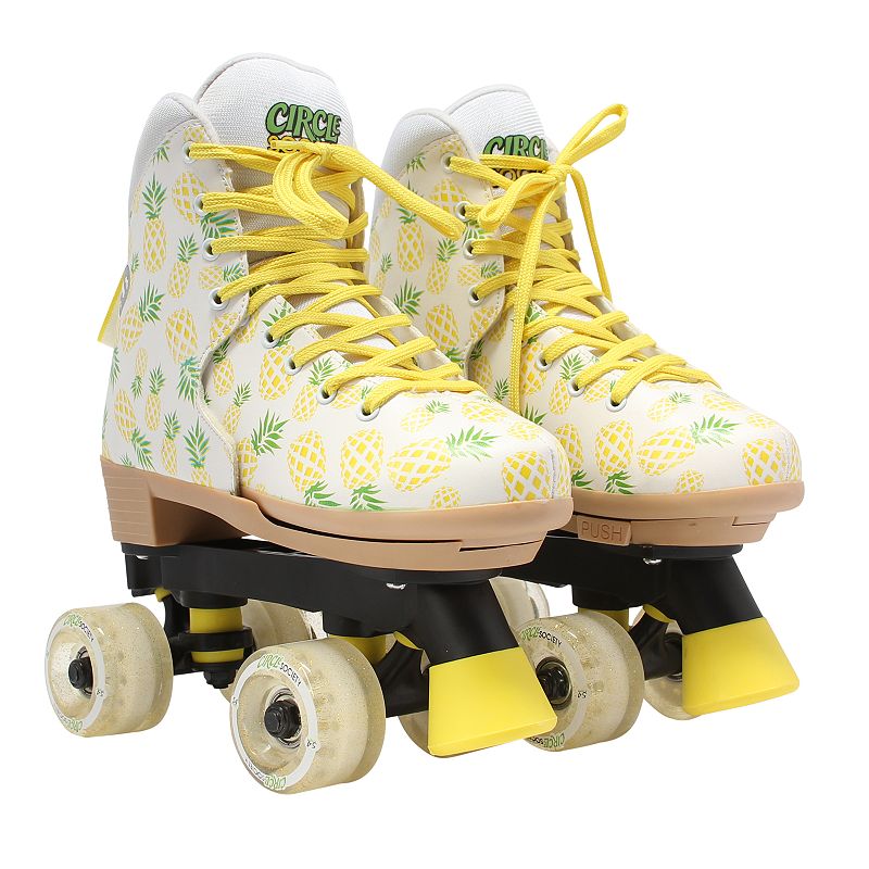 Circle Society Craze Crushed Pineapple Girls Roller Skates, Yellow, 3 YOUT