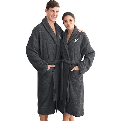 Linum Home Textiles Turkish Cotton Personalized Herringbone Weave Bathrobe