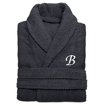 Linum Home Textiles Turkish Cotton Personalized Herringbone Weave Bathrobe