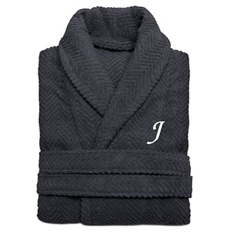Linum Home Textiles Turkish Cotton Personalized Herringbone Weave Bathrobe