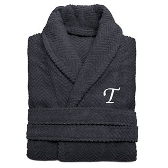 Linum Home Textiles Turkish Cotton Personalized Herringbone Weave Bathrobe