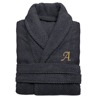 Linum Home Textiles Turkish Cotton Personalized Herringbone Weave Bathrobe