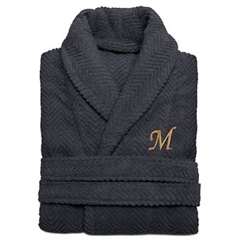 Linum Home Textiles Turkish Cotton Personalized Herringbone Weave Bathrobe