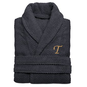 Linum Home Textiles Turkish Cotton Personalized Herringbone Weave Bathrobe