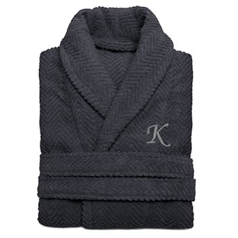 Linum Home Textiles Turkish Cotton Personalized Herringbone Weave Bathrobe