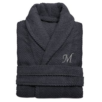 Linum Home Textiles Turkish Cotton Personalized Herringbone Weave Bathrobe